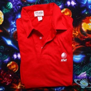 Vintage 80s At&t Red Polo Shirt USA Large